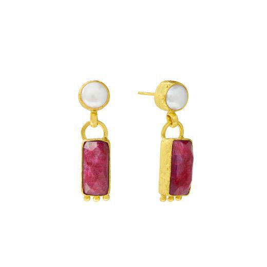 Ruby and pearl earrings by Ottoman Hands 